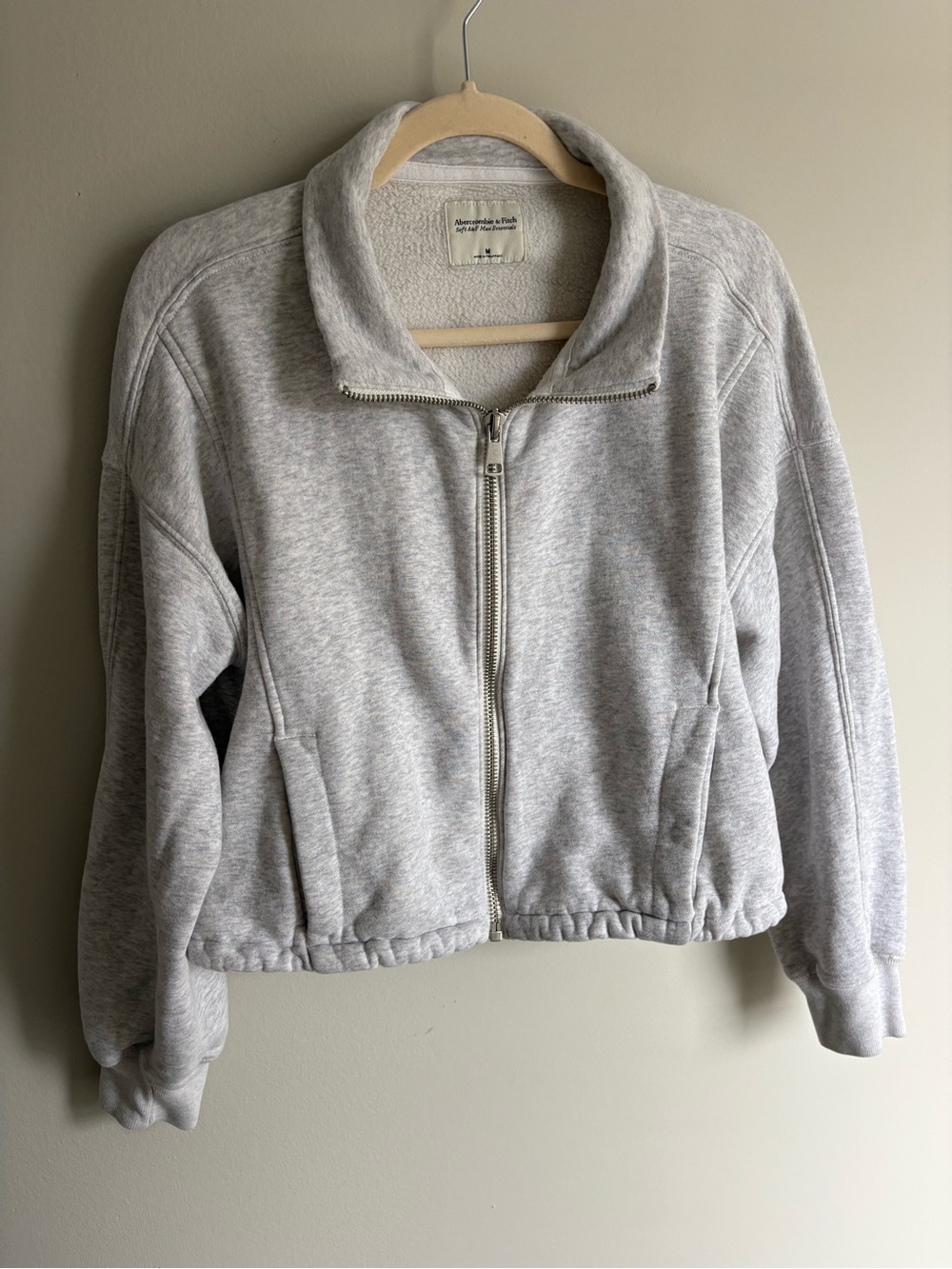 Abercrombie & Fitch Light Gray Zip Bomber Jacket